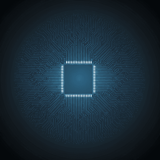 An abstract visualization of a glowing neural network or data circuit board, representing the AI insight engine.
